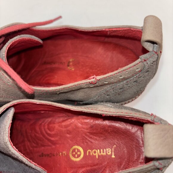 JAMBU Seattle Lace-Up Wing Tipped Heeled Oxford, Dark Charcoal/Red Accents, 6M - Picture 6 of 11